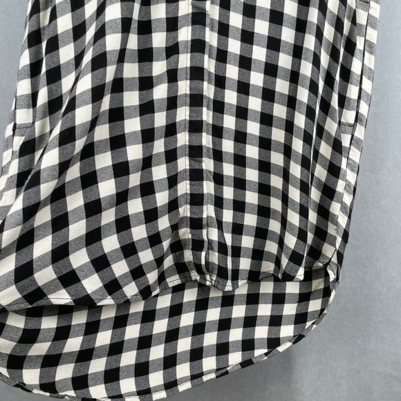 Madewell Buffalo Check Plaid Everyday Shirt Dress Black White Viscose XXS E7148 - Picture 4 of 9